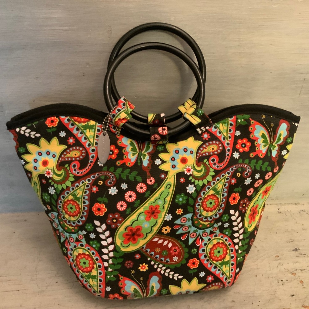 Fit & Fresh Multicolor Paisley Boho Canvas Insulated Lunch Cooler Tote Bag GC